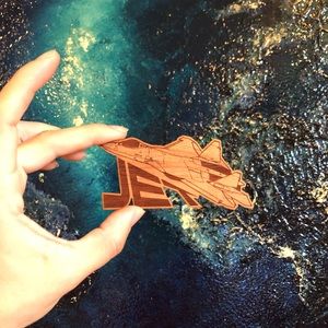 Wood Patch with 3M backing “jet” custom made - new